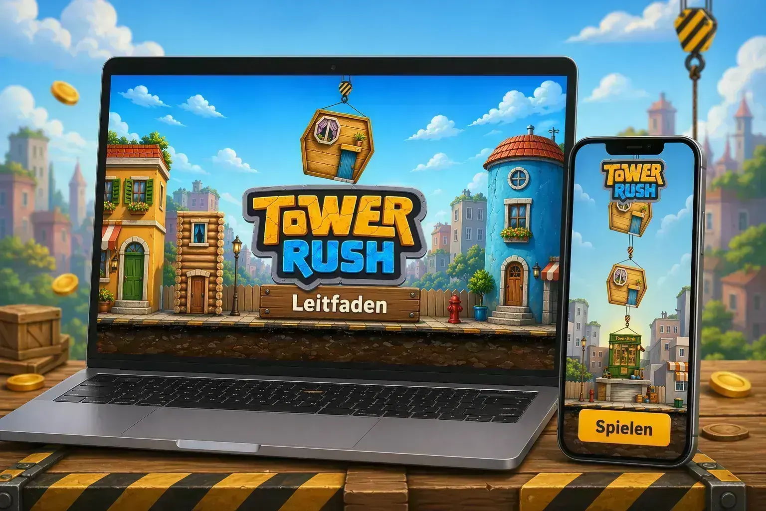 Tower Rush Deutschland Interface auf Desktop und Smartphone